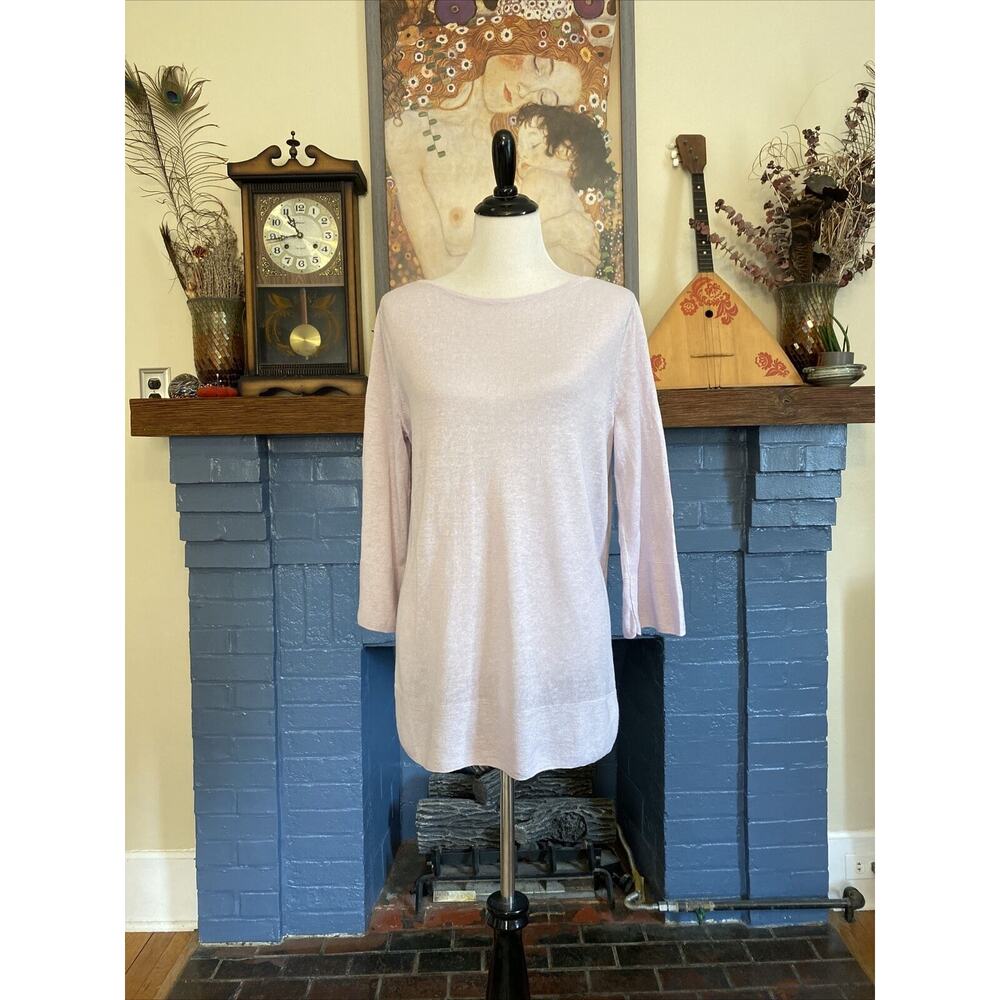 J Jill M Linen Cotton Blend Lilac Sweater Lightweight Knit Modal Popover